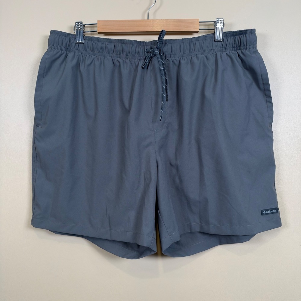 Columbia PFG Swim Trunks Mens XL Grey Regular Fit Mesh Lined Quick Dry Shorts